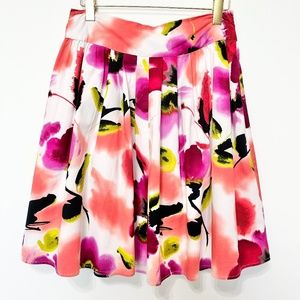 Worthington Skirt Women’s Size 8 Bright Watercolor Floral A-Line Lined